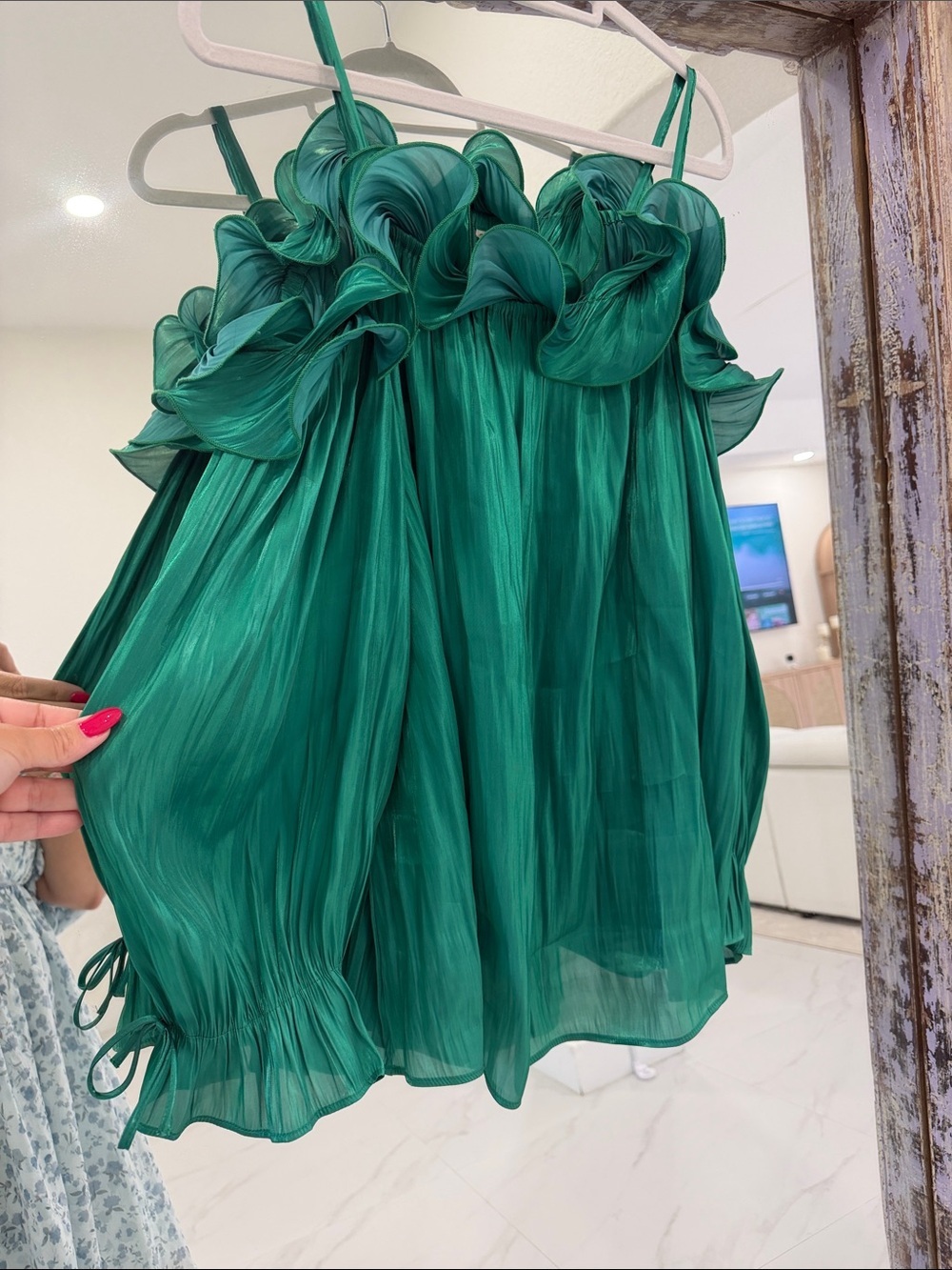 Cato Emerald Green Ruffle Blouse